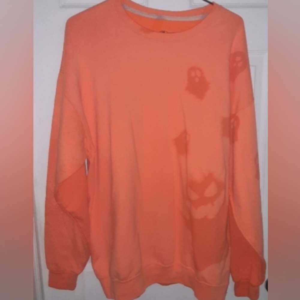 Orange Ombre Custom Ghost Halloween Sweatshirt  XL